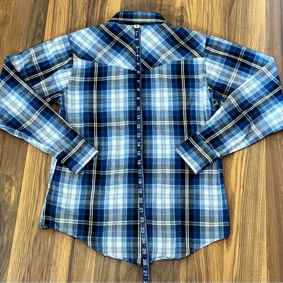 Youth Ely Cattleman Plaid Pearl Snap Western Rodeo Shirt - Youth Large - Picture 11 of 13